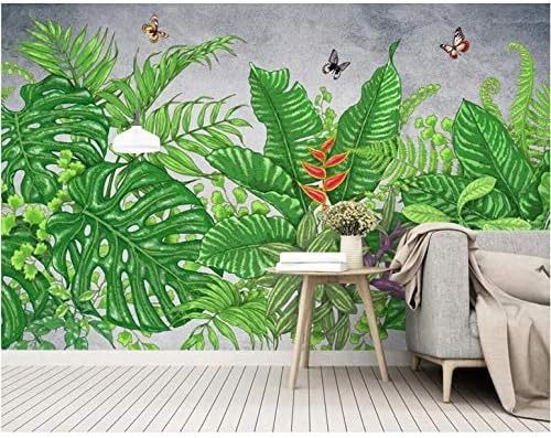 XLMING Aquarell Tropisch Abstrakt Regenwald Wand Kunst Dekor Schmetterling 3D Tapeten Home Esszimmer Sofa Schlafzimmer Wohnzimmer TV Hintergrund-430cm×300cm