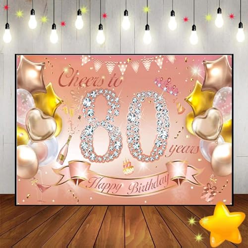 80. Geburtstag Party Fotografie Dekoration Rose Gold Stoff Banner Foto Hintergrund Outdoor Garten Tisch Wand Party 240X180cm