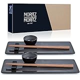 Moritz & Moritz Sushi Geschirr Set für 2 Personen - 10 Teile - Sushi Servierset mit 2X Sushi-Teller, Dip-Schälchen und Stäbchen