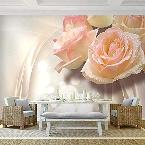 Fototapete Blumen 3D Rose Beige Seidentapete Wohnzimmer Schlafzimmer Büro Flur Dekoration Wandbildmoderne Wanddekoration Blumen-430cm×300cm