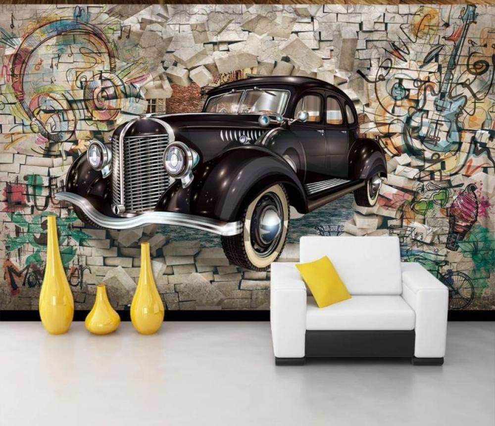 Oldtimer Backsteinmauern Musik 3D Tapete Poster Restaurant Schlafzimmer Wohnzimmer Sofa TV Dekorative Wand-400cm×280cm