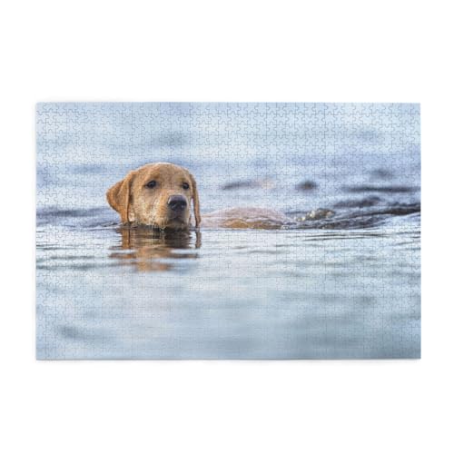 Golden Retriever Schwimmende Hunde Haustiere Labrador, Puzzles 1000 Teile Holzpuzzle Spielzeug Familienspiel Wanddekoration