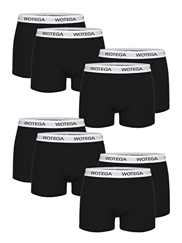 WOTEGA Joe Boxershorts Mann Unterhose Baumwolle Schwarz Underwear Herren Basic Männer Shorts Unterwäsche - 8er Pack, (Black 194008), XXL