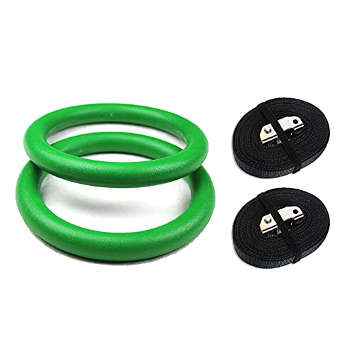 BFVAKBKYT Gymnastik Ringe,Suspension Trainer System, 28mm ABS Pull-up Fitness Gym Ringe for Arm Brust Bauch Muskel Körper Festigkeit Training Workout(Green Set)