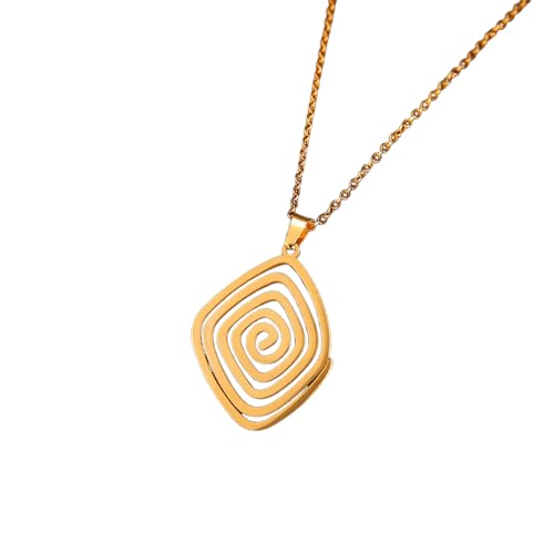 GZHENGZG Herrenhalsketten und Damenschmuck Swirl Spiral Labyrinth Halskette für Frauen, unregelmäßige geometrische Halskette, goldfarbener Schmuck, Geschenk