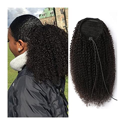 Pferdeschwanz Haarverlängerung 10-28inches Drawstring Ponytail Human Hair Mogolian Afro Kinky Curly Ponytail Extensions Remy Hair Clip In Ponytail Hair Extensions Ponytail Perücke Täglich Fluffy Pony