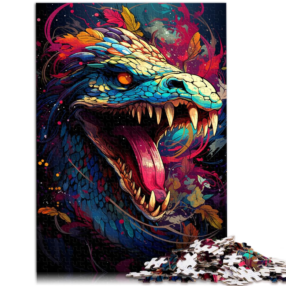 Puzzle für die farbenfrohe Psychedelie der Emerald Lake Snake, 1000-teiliges Puzzle für Erwachsene, Holzpuzzle zum Stressabbau, 1000 Teile (50 x 75 cm)