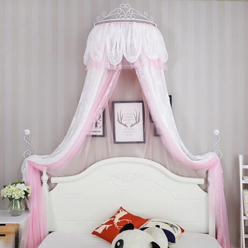 Nachttisch Gaze Prinzessin Bett Mantel Sheer Spitze Bett Vorhang Prinzessin Krone Bett Baldachin Haushalt Moskitonetz Dekoration Zelt Vorhänge, Farbe 2, dekorativer Typ