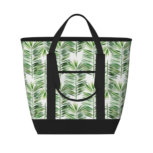 YQxwJL Palm Tree1 Bedruckte Tragetasche mit großem Fassungsvermögen, isolierte Lunchtasche, wiederverwendbare Einkaufstasche mit Reißverschluss für Damen und Herren