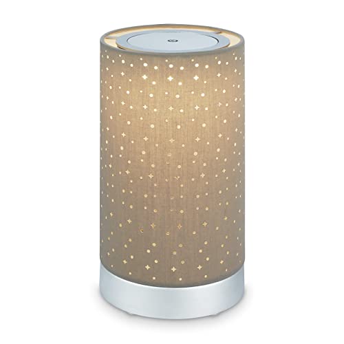 Briloner Leuchten - LED Tischlampe Akku, Dimmbar, Sternendesign, Stoff LED Tischleuchte Kabellos, Touchfunktion, 3.300K Warmweiß, Chrom-Matt-Taupe, 245x125 mm (HxD)