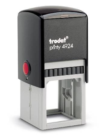 Trodat Printy 4924 – max. 10zeiliger Stempel mit Wunschtext personalisieren, hier gleich online gestalten Gehäusefarbe schwarz – Firmenstempel, Adresstempel, mit Wunschtext - 40x40 mm – 10 Zeilen