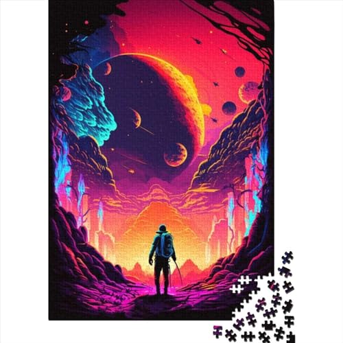 Schwierige, anspruchsvolle Puzzles, 1000 Teile, „Road to Space“, Holzpuzzle für Erwachsene, Puzzlespielzeug, Geschenk für die ganze Familie (Größe: 75 x 50 cm)