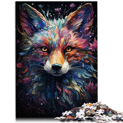 Puzzle für Erwachsene, farbenfrohes psychedelisches Fuchs-Puzzle, 1000-teiliges Holzpuzzle, ganze Familie, 1000 Teile (50 x 75 cm)