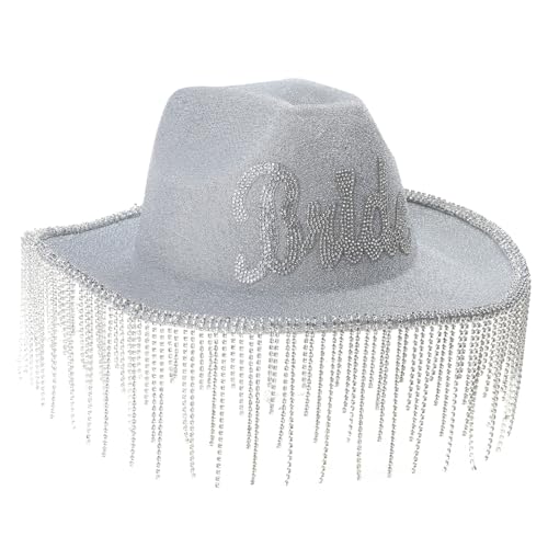 Cowgirl-Hut, glänzender Hut, Westernhut, elegante Quasten, Foto-Requisiten, glitzernder Kristall, für die Bühne