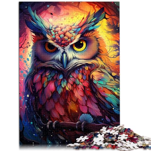 Puzzle zum Malen, bunter Planet Eule, 1000-teiliges Puzzle für Erwachsene, Holzpuzzle, Geburtstagsgeschenk, Geschenke für oder, Wandkunst, 1000 Teile (50 x 75 cm)