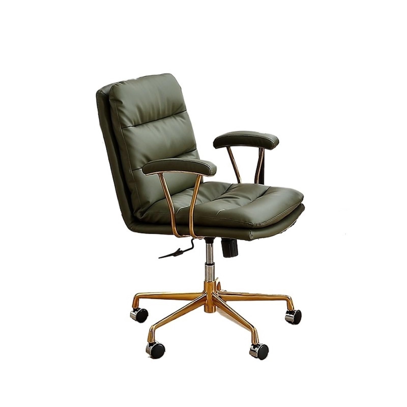 Bürostuhl Ergonomischer Bürostuhl, Drehstuhl aus PU-Leder, ergonomischer Stuhl, moderner Drehstuhl mit mittlerer Rückenlehne, Schminkstuhl for Büro, Besprechungszimmer, Arbeitszimmer Schreibtischstuhl