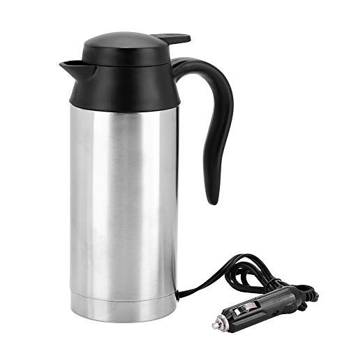 750ml Auto Elektrische Wasserkocher,Edelstahl 24V Zigarettenanzünder Thermobecher Wasserbecher für Wasser Kaffee Getränke Heizung