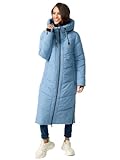 MARIKOO Damen Winterjacke Wintermantel Parka lange Winter Stepp Jacke B979 [B979-Nadar-Powder-Blue-Gr.L]