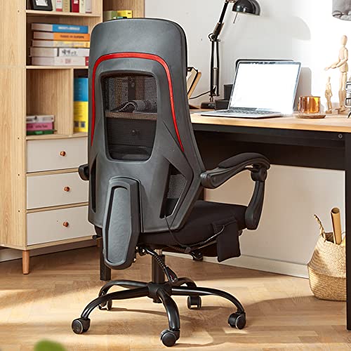 Gaming-Stuhl, bequemer ergonomischer Bürostuhl, verstellbarer Computerstuhl mit hoher Rückenlehne, mit Lordosenstütze und Kopfstütze, Fußstütze, Netzstuhl, belastbar bis 150 kg, für Erwachsene und