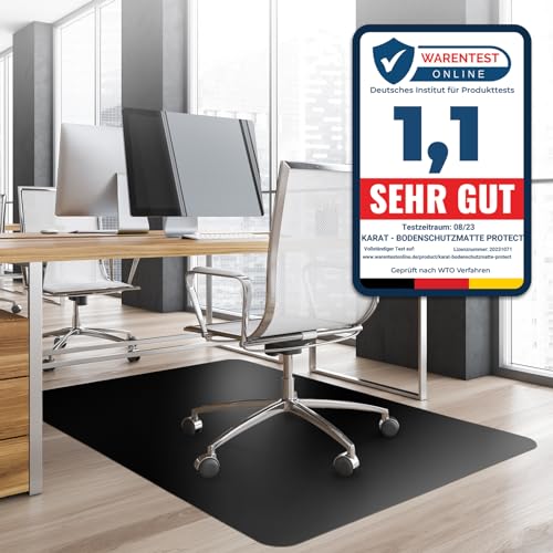 Office Marshal® Bodenschutzmatte in Trendfarben | 75 x 120 cm für Hartböden | ohne schädliche Weichmacher und PVC | Größe und viele Farben zur Auswahl (Schwarz, 114 x 200 cm)