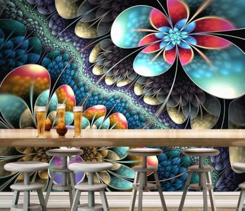 Bunte Blumen 3D Tapete Poster Restaurant Schlafzimmer Wohnzimmer Sofa TV Dekorative Wand-300cm×210cm