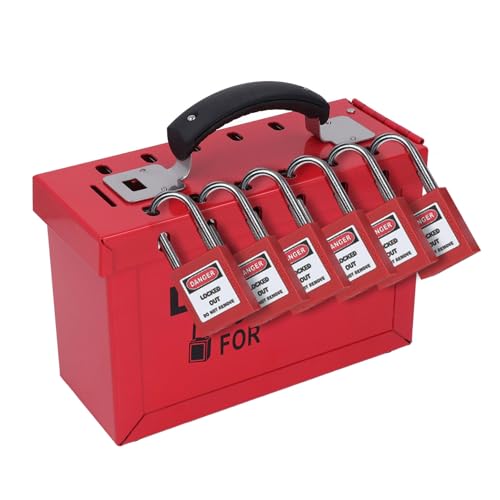 Lockout Tagout Lock Box Tragbare Gruppenschloss-Box Vorhängeschloss-Set Tragbare Sicherheitsgruppe Lockout Tagout Station mit 12 Stück 38 Mm Vorhängeschlössern 24 Stück Schlüssel