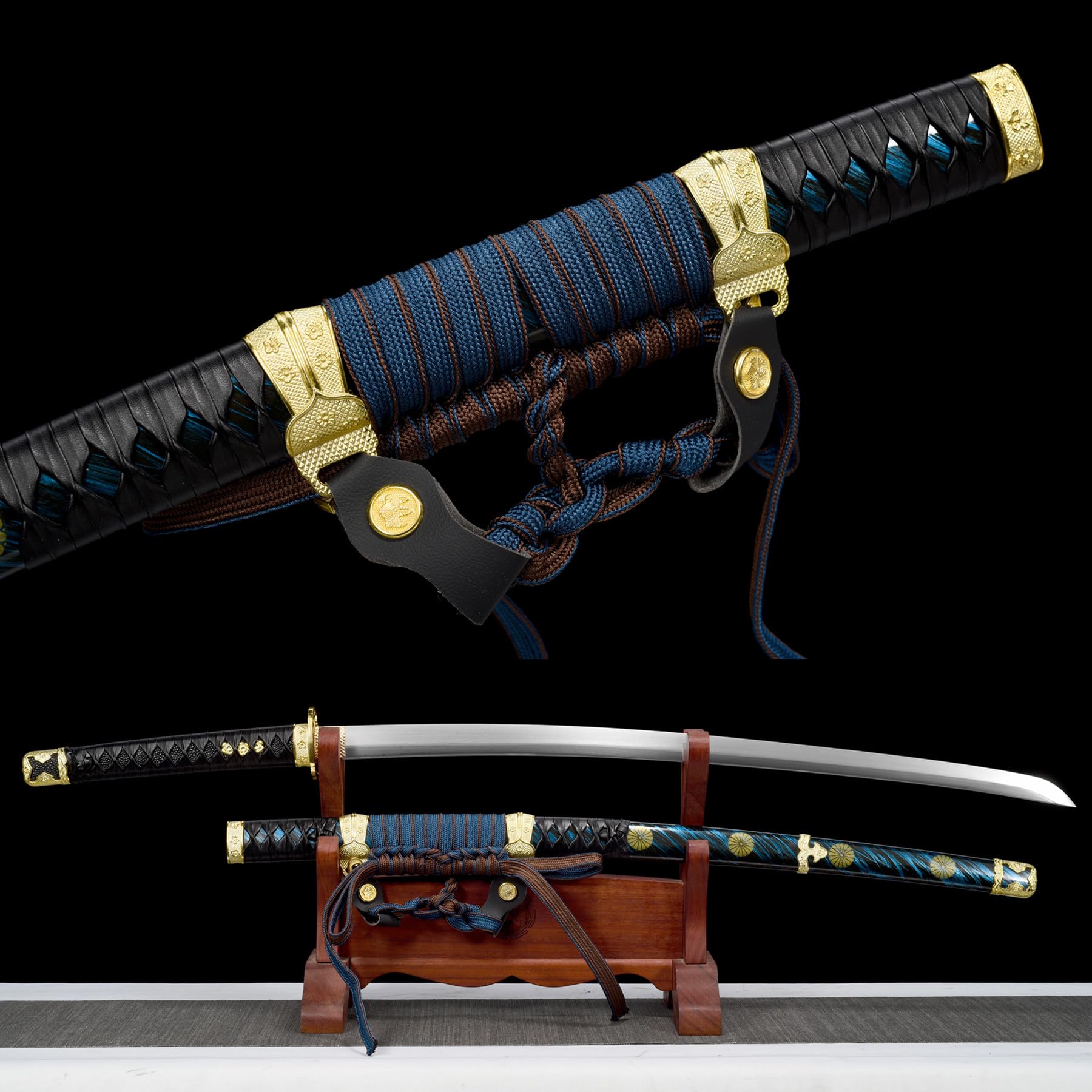 LQSLFsword 104cm Katana，Tachi，Samuraischwert，Sharp，Katana Schwert scharf， Handgeschmiedeter Federstahl