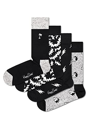 Happy Socks 4-Pack Black & White Socks Box, farbenfrohe und fröhliche, Socken für Männer und Frauen, Schwarz-Weiß (36-40)