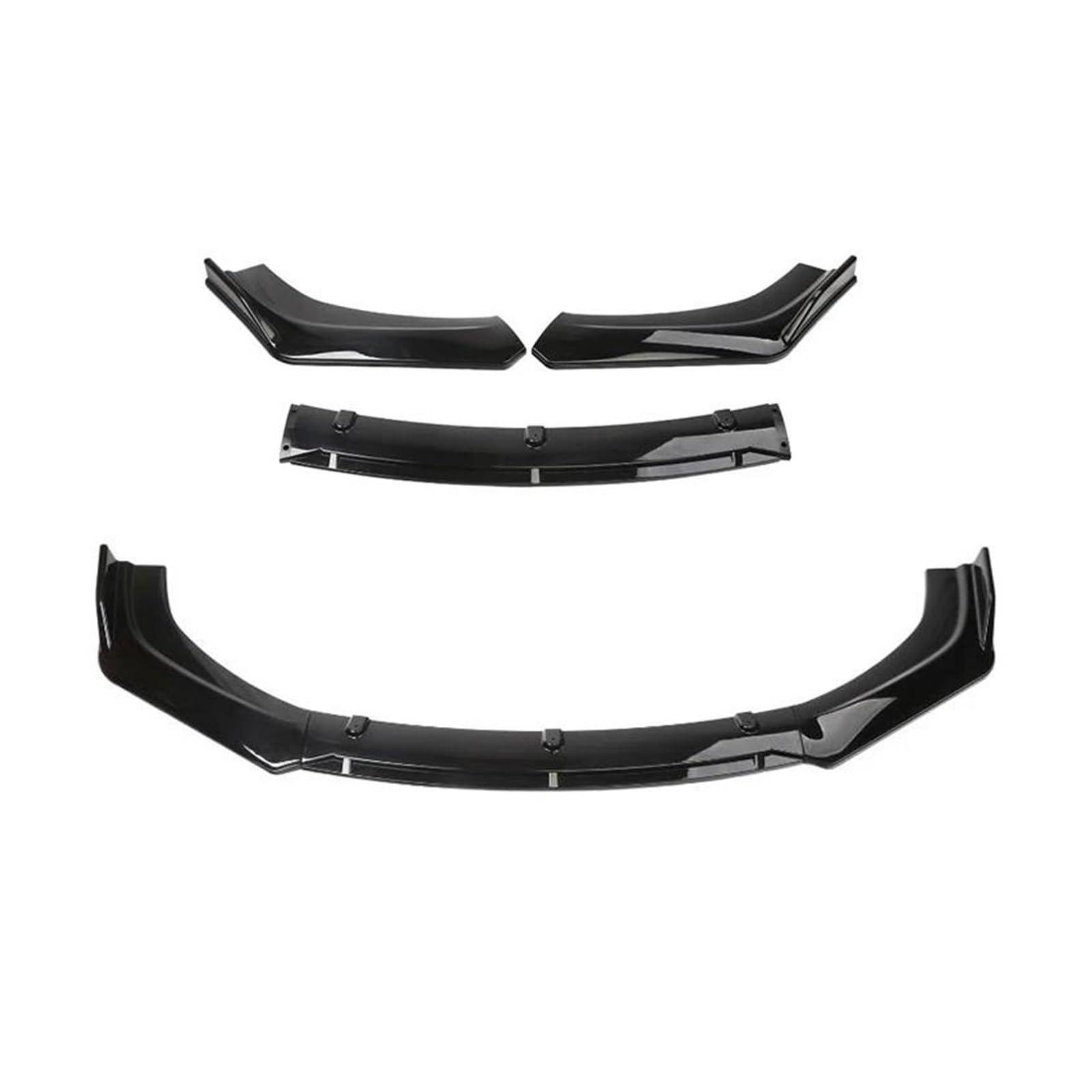 Frontspoiler Lippe Universal Für Jaguar Für XFL XF XE 3Pcs Front Stoßstange Split Lip Body Kit Spoiler Diffusor Deflektor Sport Modifikation Frontstoßstange Spoiler(Bright Black)