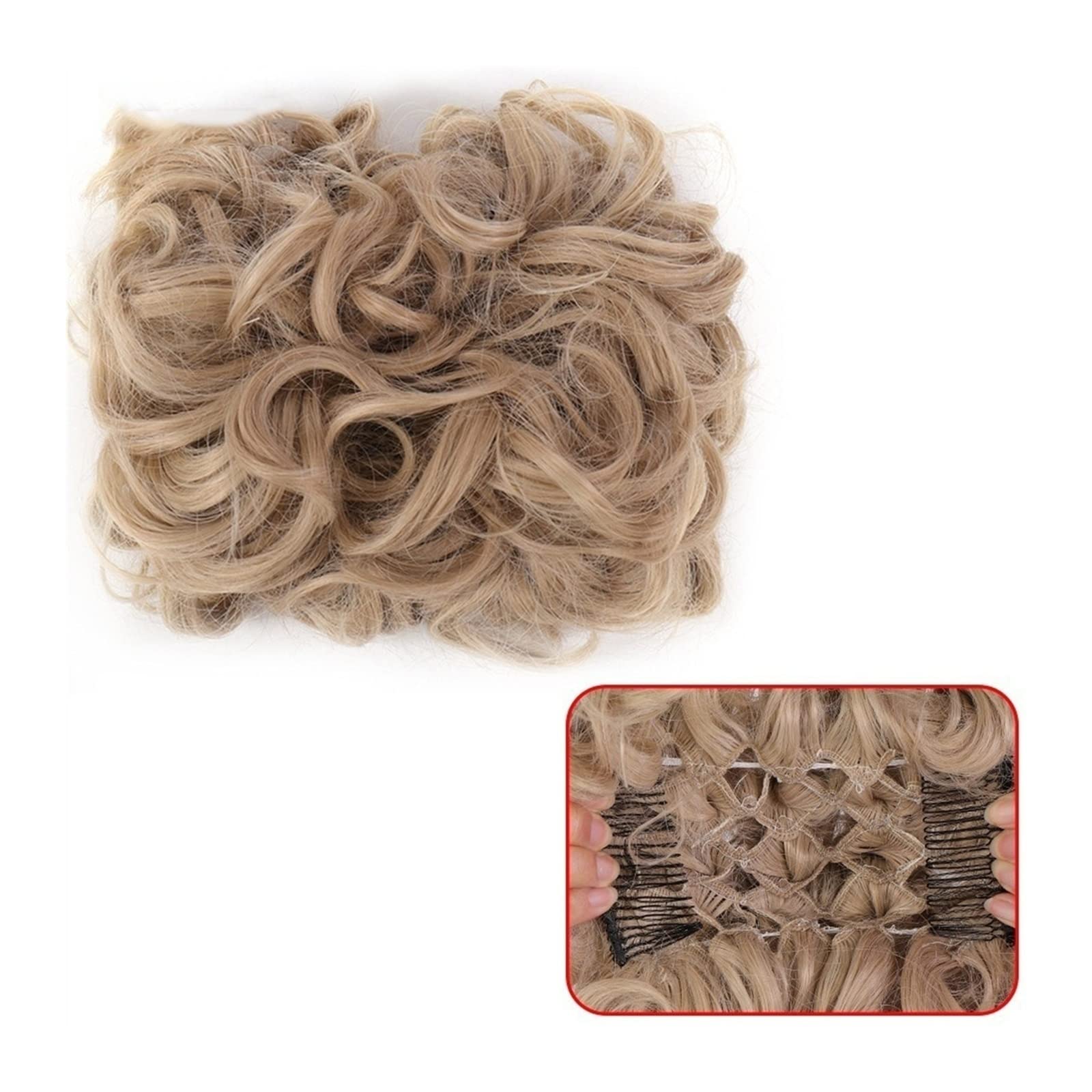 Bun Haarteile Clip-in-Pferdeschwanz, lockiges Chignon-Haarteil for Hochzeiten, unordentliches Dutt-Haarteil, synthetischer, unordentlicher Haarknoten, Pferdeschwanz-Verlängerung, Hochsteckfrisur-Kämme