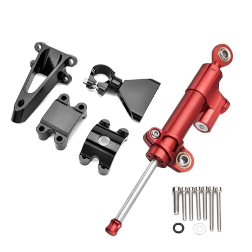 Dämpfer Lenkungsstabilisator Stabilisieren Sie Die Sicherheitskontrolle Mit Der Montagehalterung Für Motorraddämpferlenkung Für CBR600 Für CBR 600 F4i 1999-2004 CNC-Halterung(Red)