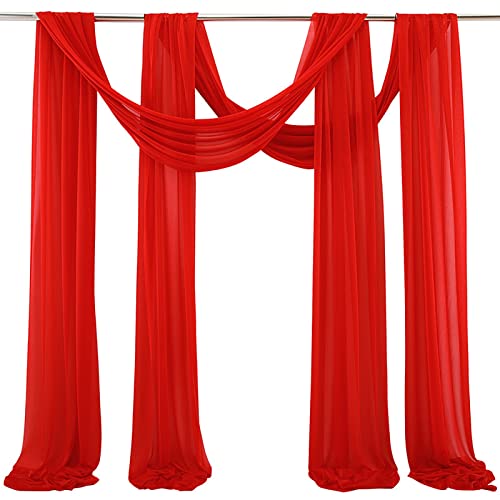 Altsuceser Hochzeitsbogen Drapierstoff 2 Paneele Stoffvorhänge Arbor Drapery Hochzeit Zeremonie Empfang Girlande Dekorationen, durchscheinender Hintergrund Vorhang für Party Decke Dekor Rot