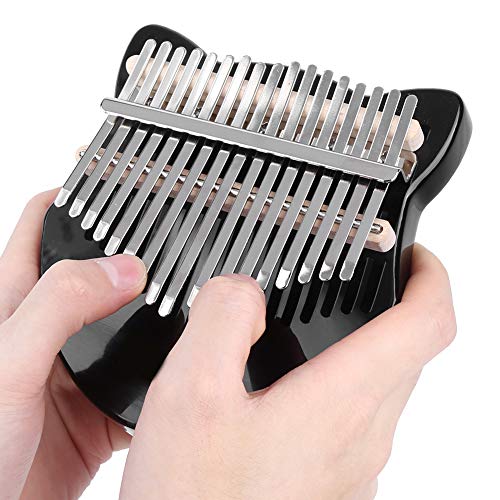 Thumb Piano Kit, Kalimba Crystal Fox Shape 17 Taste für Anfänger Kompakte Struktur mit Bag Tuning Hammer Bracket Wischtuch Musikinstrument(schwarz)