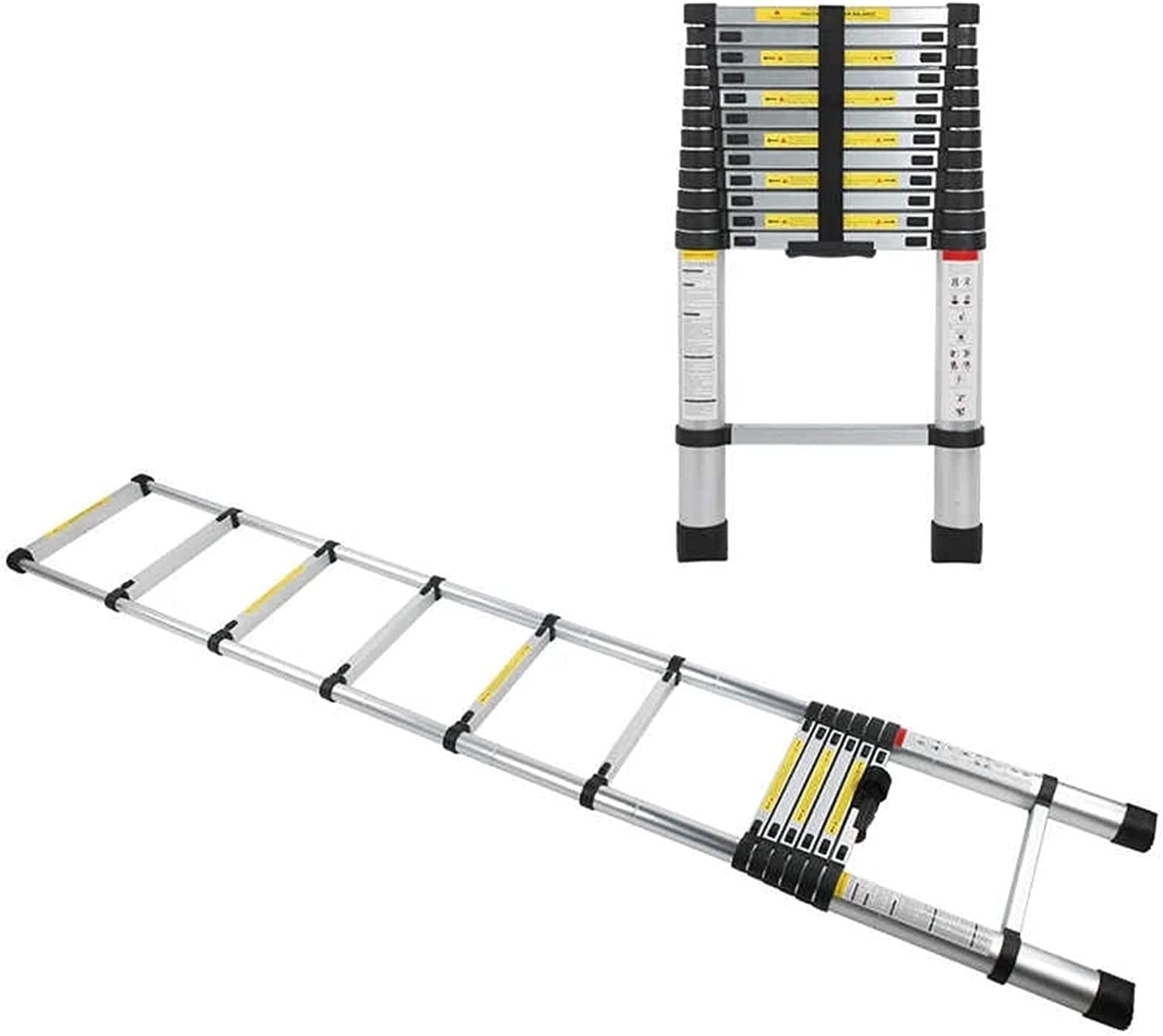 Ausziehbare/Aluminium-Teleskopleiter 6,2 m/5 m/3,8 m/3,2 m/2,9 m/2,6 m/2 m hoch, Teleskopleitern für Zuhause, Wohnmobil, Dachbodenarbeiten im Freien, Tragkraft 150 kg (Größe: 2,6 m/(Silber 1,4 m/4,5