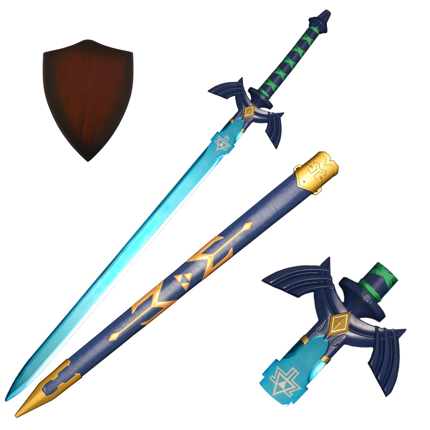 Eroberer Link's Master Schwert Samurai Schwert Skyward Schwert Japanische Anime Schwert Spiel Cosplay Full Tang Real Metal Manted Hängebrett Blau