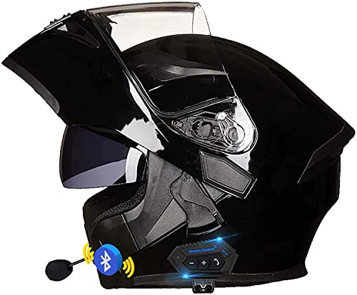 Klapphelme mit Bluetooth-Motorradhelm Damen und Herren,DOT/ECE Zertifiziert Modularer Helme Integralhelm Motorradhelm mit Double Lens Rollerhelm Sturzhelm (Color : E, Größe : 2XL=63-64cm)