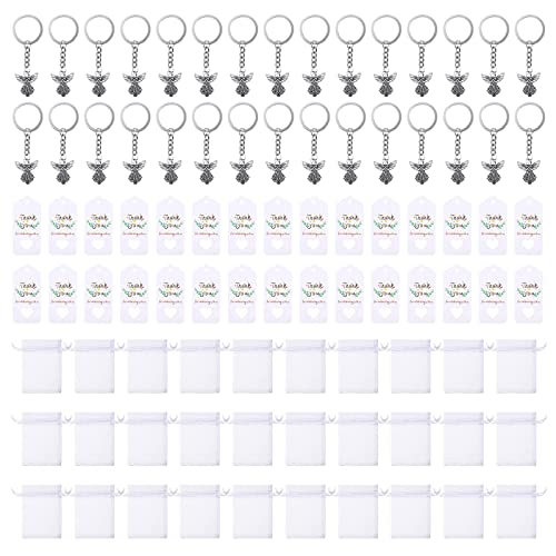 MOIDHSAG 30 Stück Geschenk Schlüsselanhänger Schlüsselanhänger Dankeschön Organza Süßigkeitstüten Geburtstag