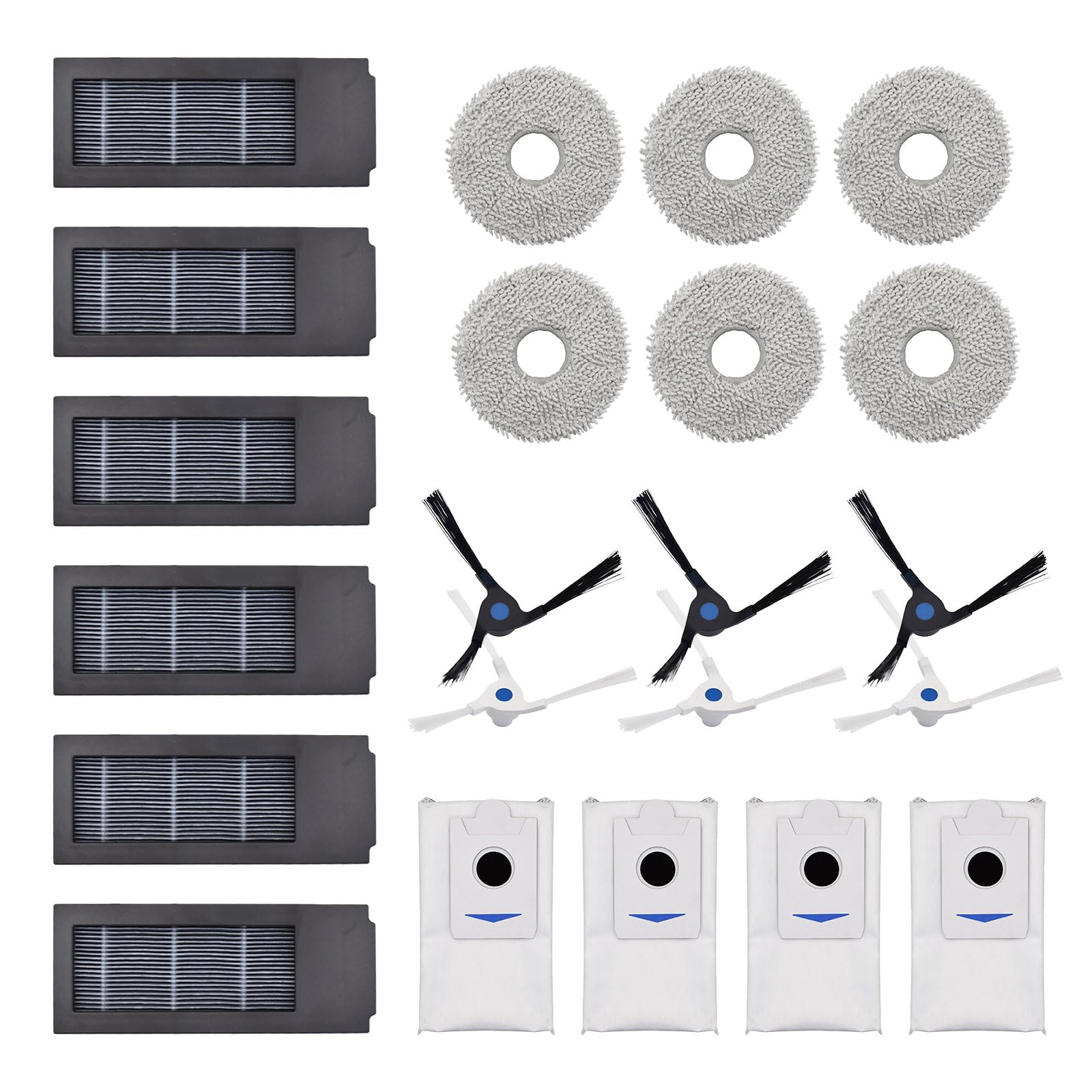 HEPA-Filtersystem, Hauptkante, Wischbürste, Wischtuch, Staubbeutel, Anti-Allergen, geeignet für Roboter-Staubsaugerausrüstung, Zubehör, Ersatzfilter, Roboter-Staubsaugerteile