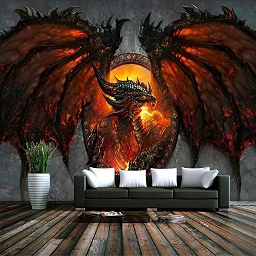 XLMING Cartoon Drache Malerei 3D Tapeten Home Esszimmer Sofa Schlafzimmer Wohnzimmer TV Hintergrund-200cm×140cm