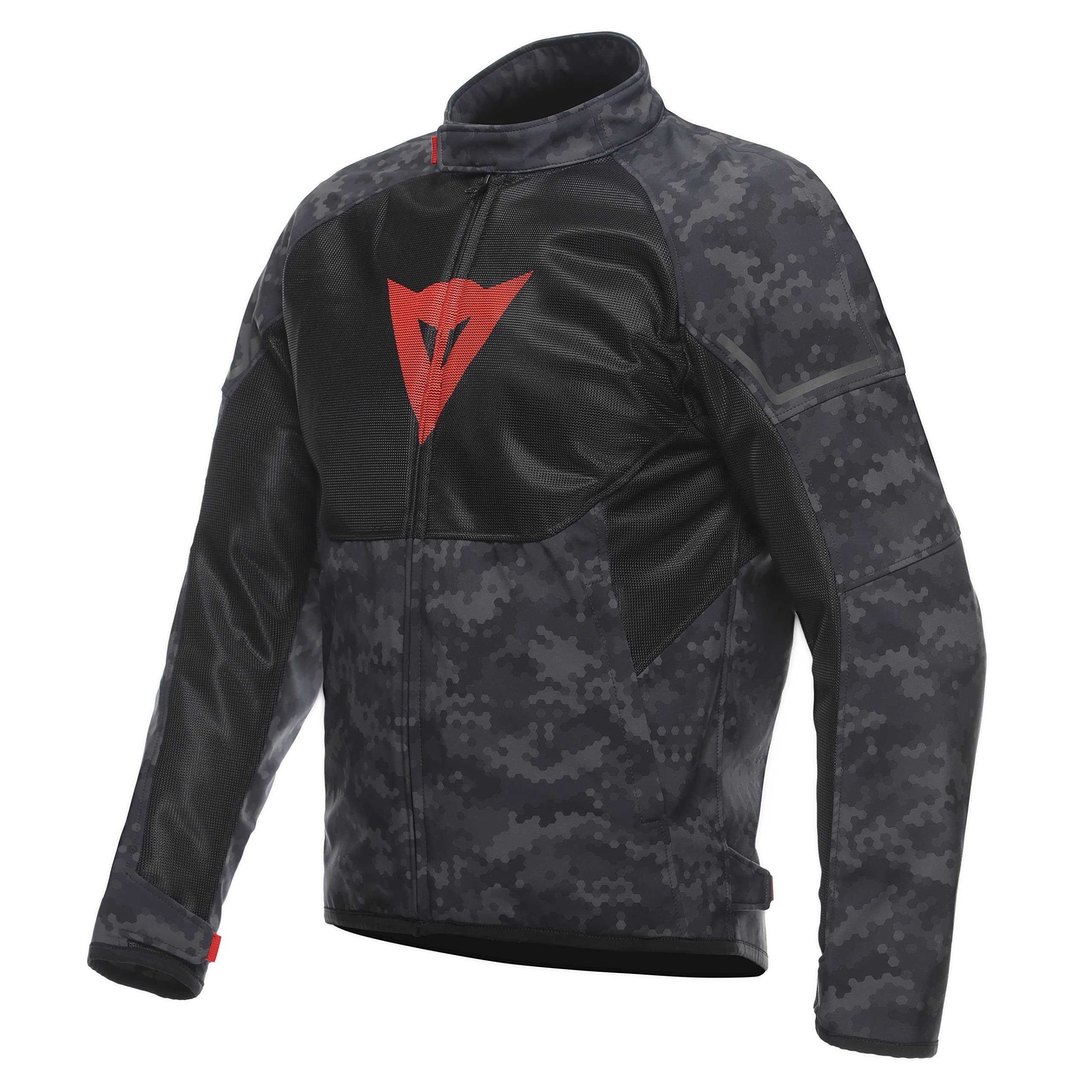 Dainese - Ignite Air Tex Jacket, Motorrad Sommerjacke, Mesh Gewebe, Herren Motorradjacke, Weiche Protektoren, Grau Camo/Schwarz/Fluo Rot, 54