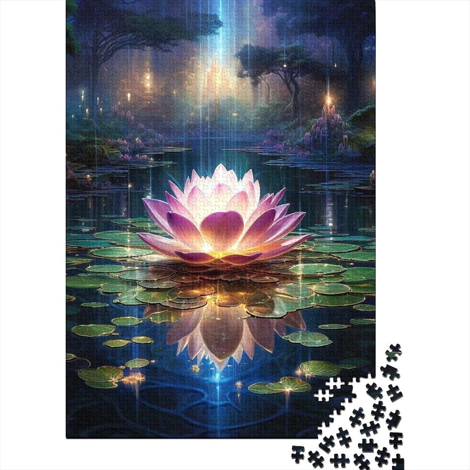 Puzzle für Erwachsene und Jugendliche, Wasserlotus, Holzpuzzle, Puzzle für Erwachsene und Jugendliche, Holzpuzzle für Erwachsene und Jugendliche, 52 x 38 cm