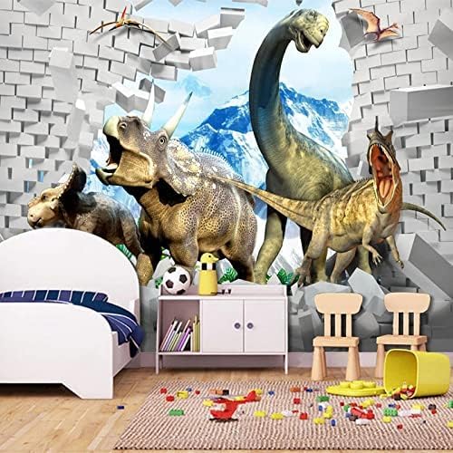 XLMING Cartoon Bruchwand Dinosaurier Kinderzimmer 3D Tapete Home Dekoration Wohnzimmer Sofa Schlafzimmer Tv Hintergrund Wand-200cm×140cm