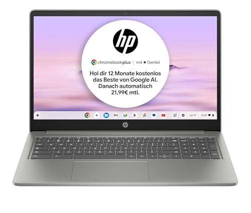 HP Chromebook | 15,6" FHD-Display | Intel Core i3-N305 | 8 GB DDR5 RAM | 256 GB UFS | Intel UHD Graphics | ChromeOS | QWERTZ | Mineral Silver |100 GB Google One - 1-Jahres-ABO inkl.