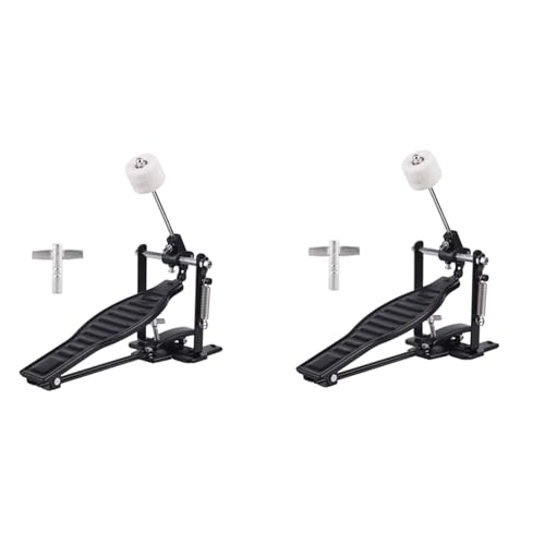 SICOSALT 2X Schlagzeug Pedal Schwarz Aluminium Legierung Kinder Rack Schlagzeug Pedal Set mit Trommel SchläGer Stock &Trommel Schlüssel