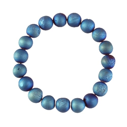 Ethno-Stil blau verwitterte Achate Runde Steinperlen Armband für Jubiläumsschmuck, 10 mm