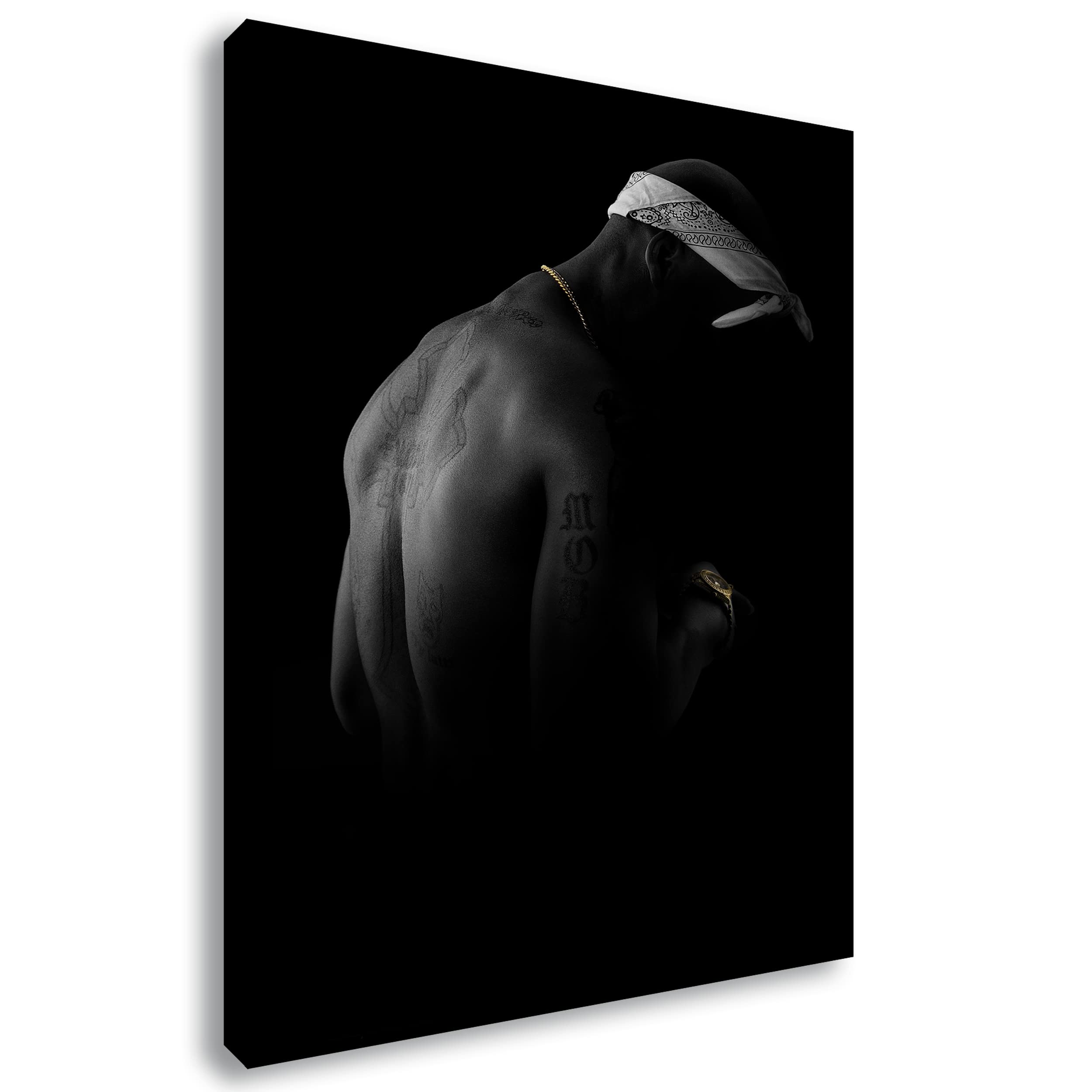 Artis Prints Leinwandbild 2Pac | Tattoos - Körperkunst, Musiker, Schwarzweiß - Fotografie, Inneneinrichtung - Deko, Wohnzimmer, Klein bis XXL