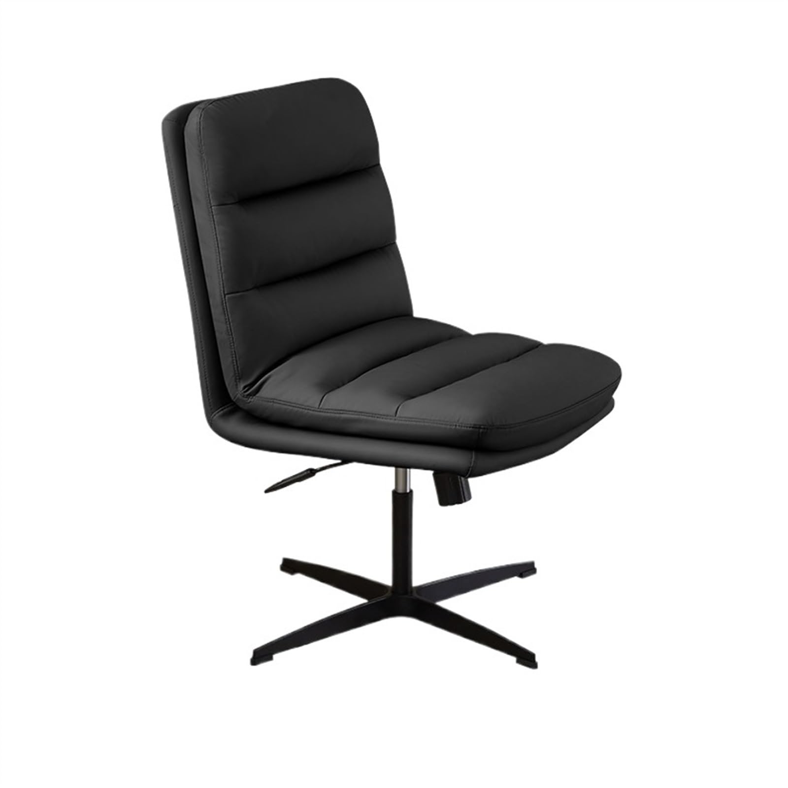 BFVAKBKYT Home Office Ergonomischer Schreibtischstuhl, Bürostuhl ohne Armlehne, PU-Leder, Bürostuhl mit Rollen, ergonomischer Drehstuhl(Black)