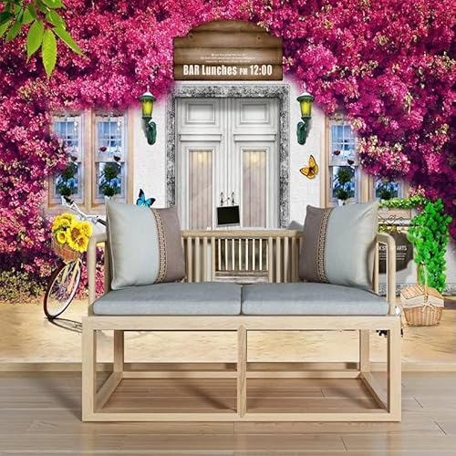 Mediterrane Rosa Cafe Bar Muster Dekoration 3D Tapeten Wanddekoration Fototapete Sofas Wohnzimmer Wandbild Schlafzimmer-150cm×105cm