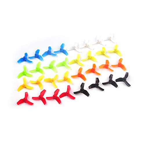 16 Paar 31 mm 3-Blatt-4-Blatt-CW-CCW-Propeller 0,8 mm for Blade Inductrix for E010 Tiny6 FPV Brushed Tinywhoop Drone 614 615 Motor (Color : 16Pairs 3Blade Blue)