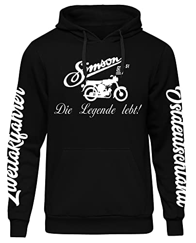 UGLYSHIRT Simson Ostdeutschland Herren Kapuzenpullover | Zweitakter Hoodie Trabbi S50 S51 Trabant Pullover | Schwarz (XL)